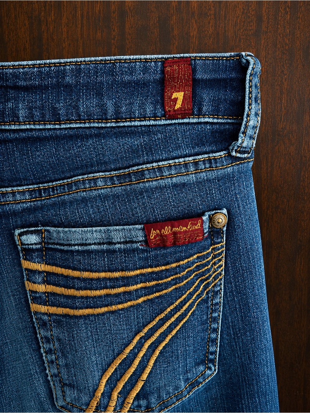7 For All Mankind Women's Dojo Blue Flare Jeans - Picture 3 of 5